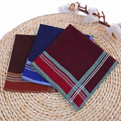 2 Stück mehrfarbiges Streifen-Set, quadratisch, Baumwoll-Taschentuch, 38 x 38 cm, für Herren, klassisches Karomuster, Tasche