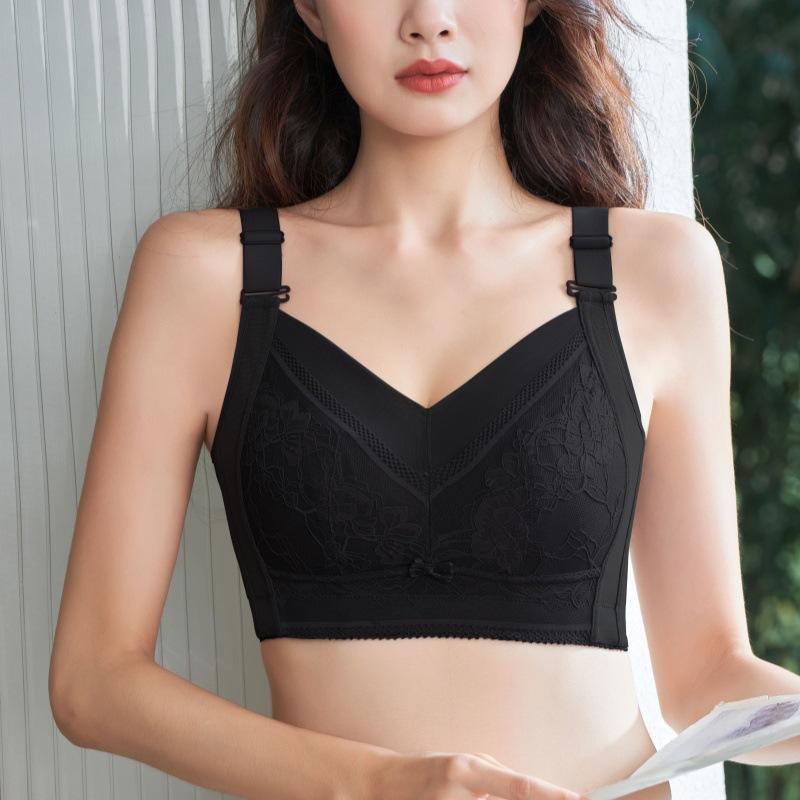 

Underwear Women s Gathering Push Up Bra Without Steel Ring Beautiful Back Bra Plus Size Thin Bra 34/75B чорний