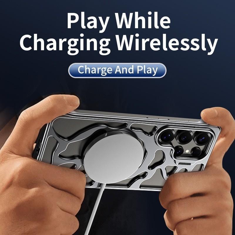 Para Samsung Galaxy S25 S24 S26 Ultra aleación de aluminio metálico enfriamiento magnético magsafe soporte ultrafino anticaída cubierta protectora