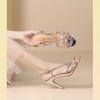 Mode Sandale Frau Neue High-Heel-Schuhe Offene Zehen Bankett Strass Silber Schöne High Heels Römische Sandalen Damenschuhe