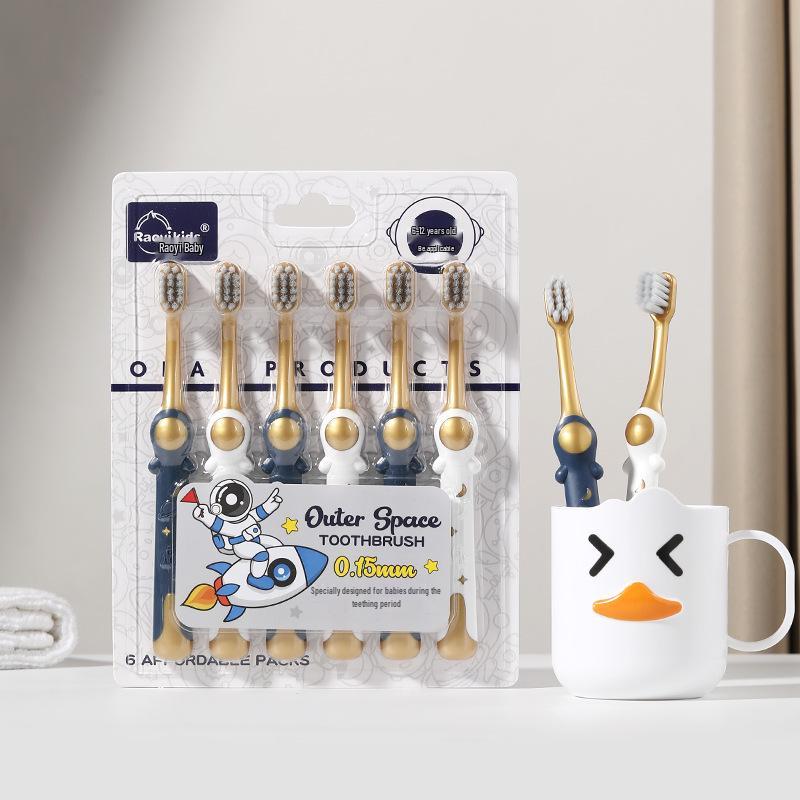 

Chen Doctor Children s Soft Bristle Toothbrush Set - 6 Cartoon Astronaut Design for Kids