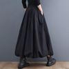Plus Size Women Midi Skirt Loose A-line High Waist Elastic Solid Color Puffy Dresses Autumn Winter Fashionable Simple Clothing