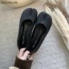 Fashion SUOJIALUN Autumn Women Flat Shoes Fashion Split Toe Flat Heel Casual Laofer Flat Heel Shallow Slip On Ladies Casual Ballerinas S