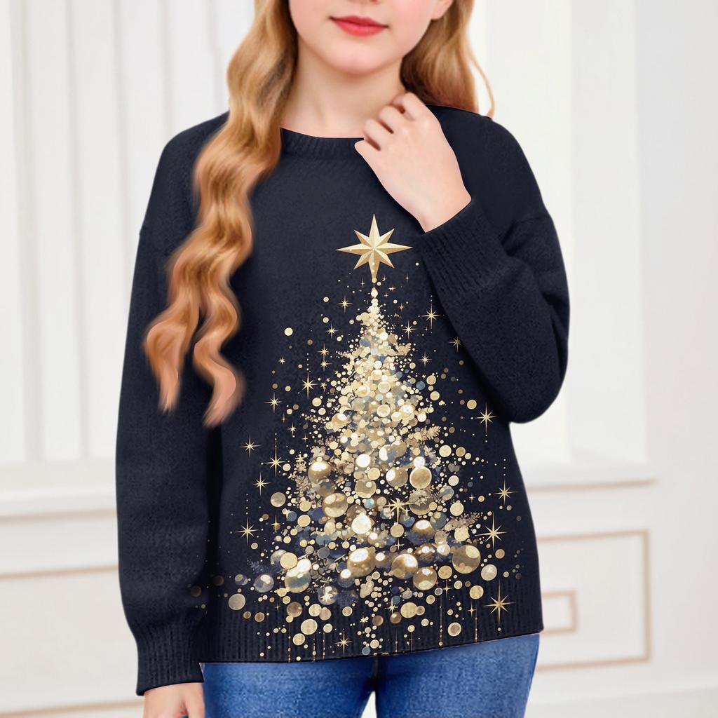Christmas Day Sweatshirts For Children Boys And Girls Knit Sweater Cute Shirt Fall Crewneck Pullover Tops