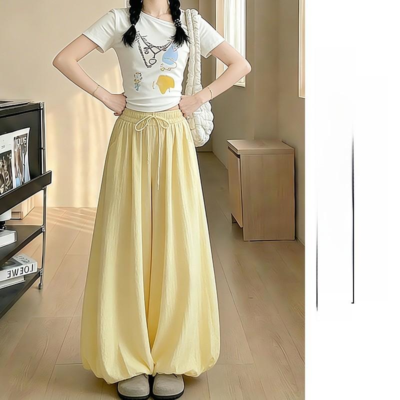 High Waist Casual Pants For Women With Polyester Fabric And Pleated Design For Spring Summer Wear