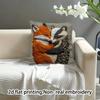 2D flat- Rustic Embossed Style Fox and Badger Hug Throw Pillow Cover Cozy Animal Print Cushion Case for Home Sofa Decor