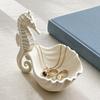 Jewelry Organizer Holder, Seahorse Shape Storage Tray, with Wave Shell 3D Printed Tray Groove Design, for Rings Necklaces Earrings Dressing Table