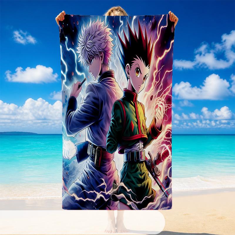 Quick Dry Beach Towel Hunter X Hunter Pattern, Lightweight Absorbent Towel for Pool Beach Vacation Use