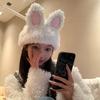 Fluffy Knitted Plush Hat Solid Color Winter Outdoor Warm Cap Rabbit Ear Beanies  Winter Season