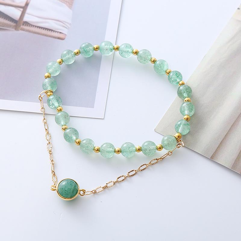 Natural Strawberry Green Crystal Bracelet For Women Bangles Women Fashion Jewelry Accessories Gift