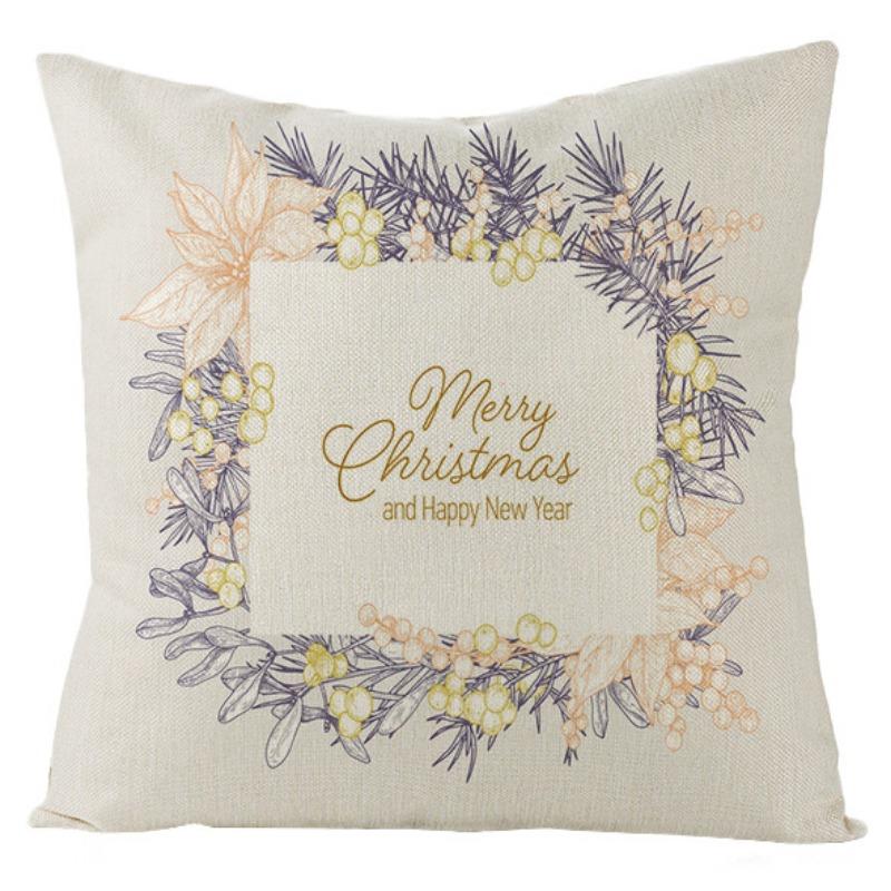 New Christmas Snowman Christmas Tree Linen Pillow Cover Festive Home Sofa Pillow Cover