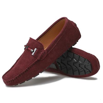 Wine Red Loafers High Quality Men Casual Flat Light Fashion Trend Moccasins Slip On Driving Shoes Genuine Leather Big Size 38 -49
