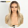 FREEDOM Synthetic Lace Front Wigs For Women 20" Ombre Blonde Wavy 6X4 Pre Plucked Wear And Go Glueless Pre-cut Layered Lace Wigs