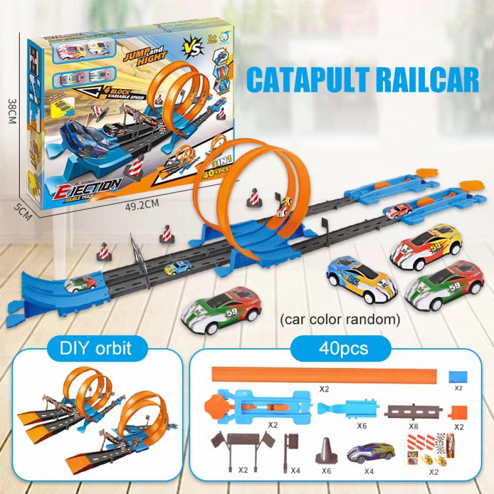 Stunt Speed Double Car Wheels Model Toys For Kids Racing Track Diy Assembled Rail Kits Educational Interactive In Stock