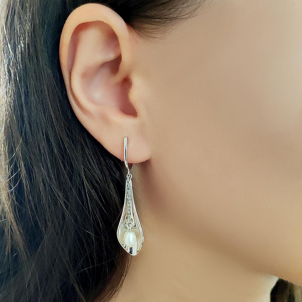 Silver Earrings with Natural Pearls (2128496)
