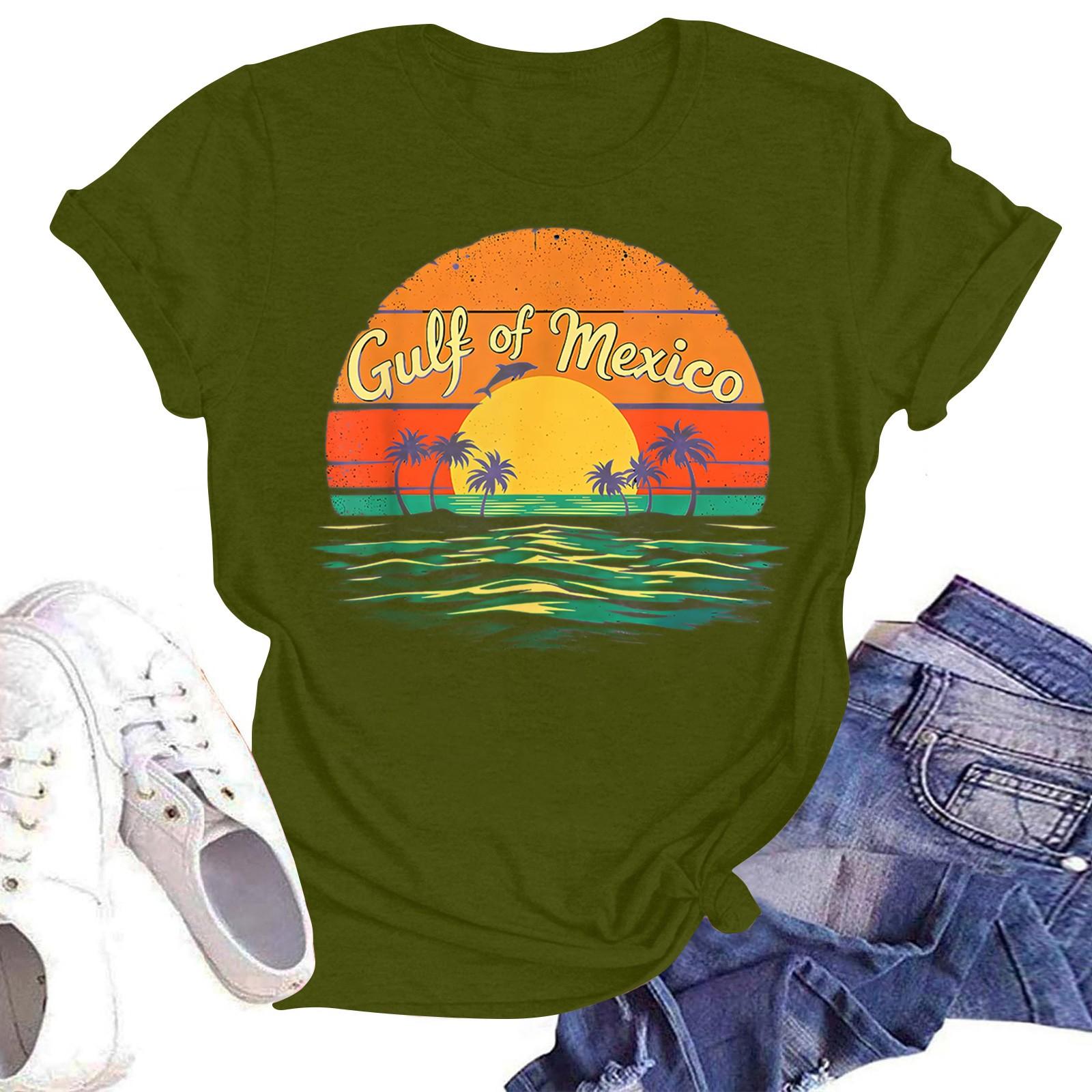 

Женская повседневная модная уличная футболка с коротким рукавом и принтом в мексиканском стиле L армия зеленый