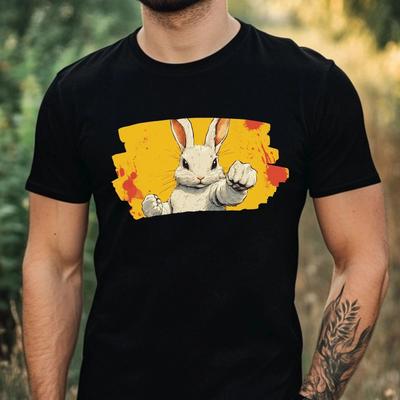 Men's T-Shirt Rabbit In Anime Style Motif Cotton Size XS To 5XL