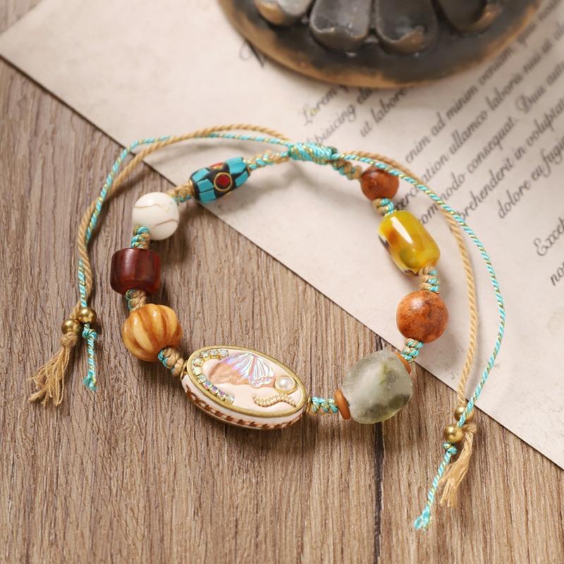 Retro hand-woven bracelet Tibetan dzi bead bracelet niche design men's and women's hand rope accessories