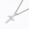 European & American Style Rhinestone Cross Pendant Necklace with 4mm Tennis Chain - Trendy Men's Hip Hop Accessories