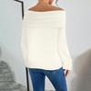 Women -color One-shoulder Slim And Fashionable Long-sleeved Knitted Sweater Top