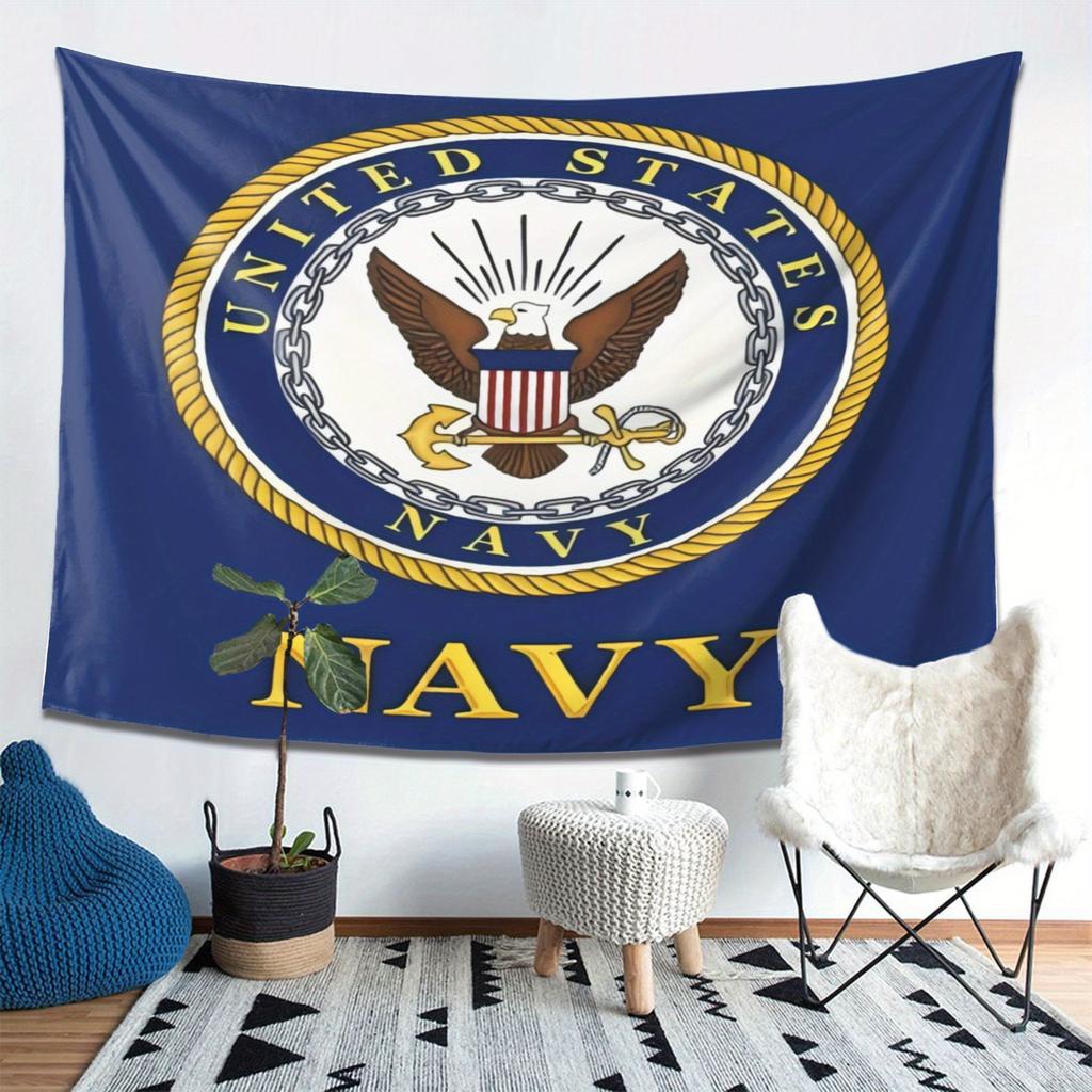 US Navy Badge Tapestry  Show Your Pride and Honor with This Official Military Symbol  Ideal for Bedroom Decoration