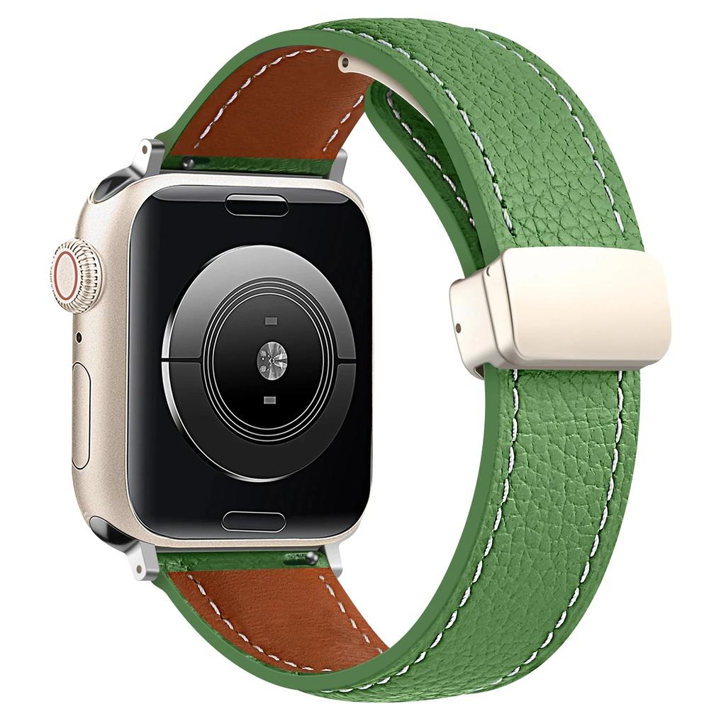 Leather Magnetic Buckle Strap for Apple Watch 7 8 9 45mm 41mm Ultra2 49mm Leather Band for iWatch Series 6 5 4 40mm Bracelet