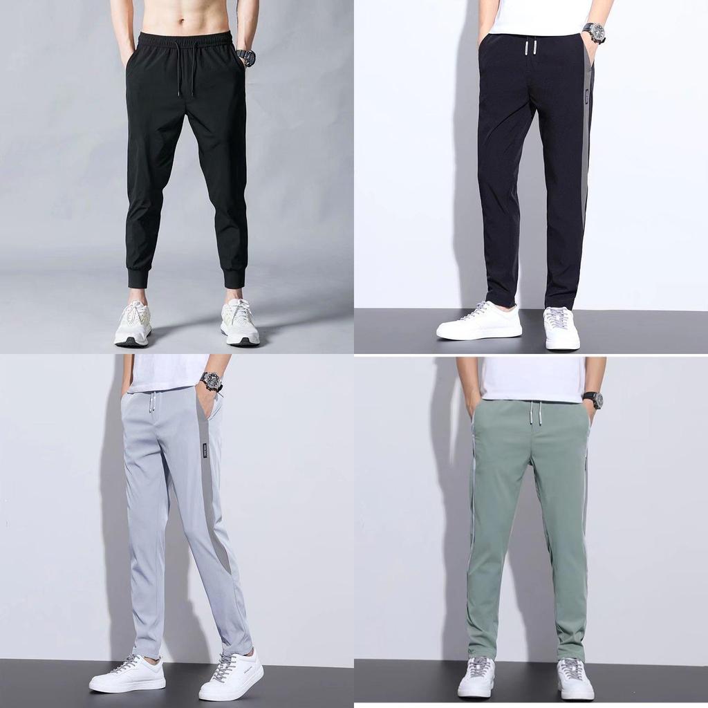 Summer Ice Silk Mens Casual Pants With Spliced Design For Youth And Teenagers