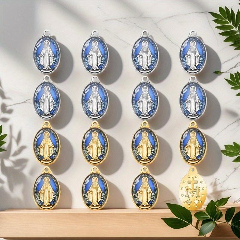 10 Pezzi Nuovo Cattolico Vintage Medaglia della Vergine Maria Collana Orecchini Gioielli Portachiavi Ciondolo Fai da Te Accessori.