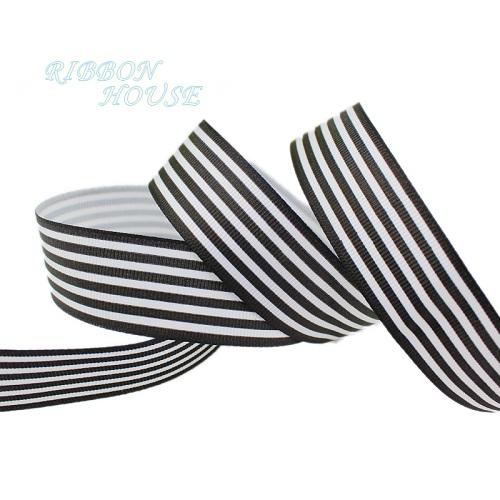 (20 Yards/Los) 1 '' (25 mm) Schwarz-Weiß gestreiftes Ripsband bedruckte Geschenkverpackungs-Dekorationsbänder