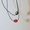 Modernlike Silver 925 Oval Gemstone Silk String Necklace
