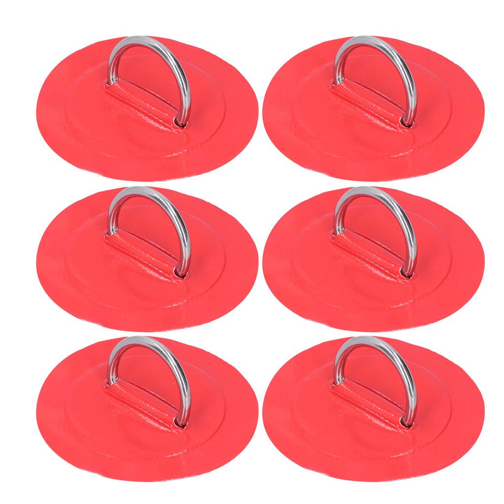 6pcs Inflatable Boat Kayak DRing Pad Patch Marine Fixed Buckle with Elastic Bungee Cord(Red )