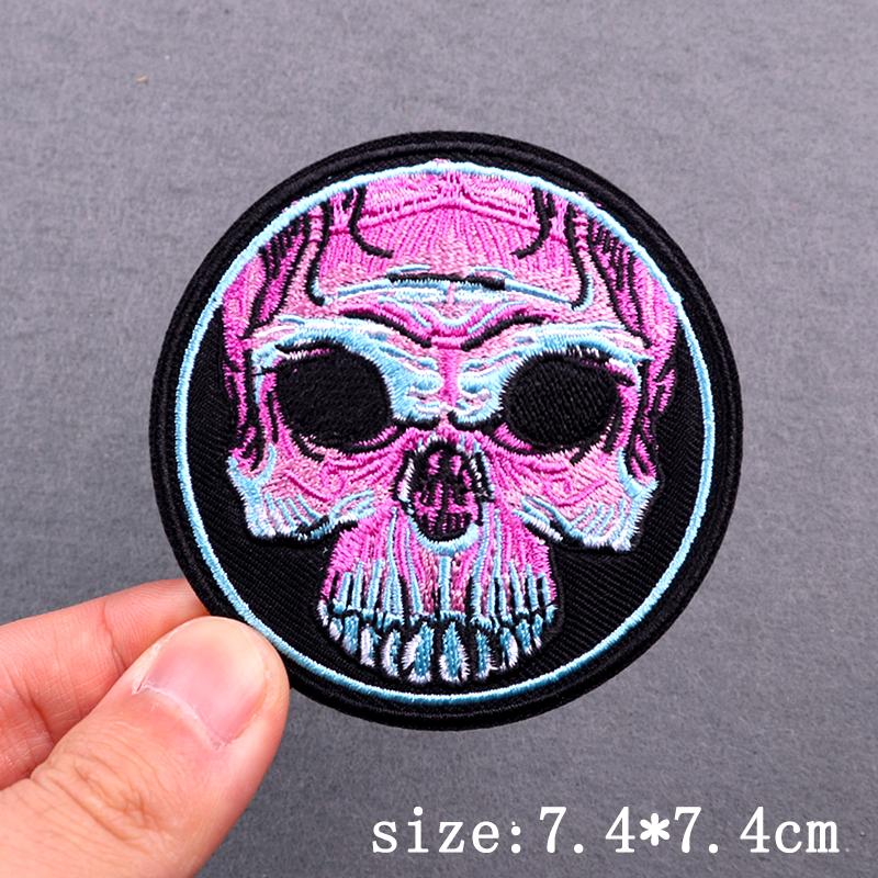 Hip Hop Punk Embroidery Patches For Clothing Thermoadhesive Patch Iron On Patches On Clothes Tarot Cards Skull Patch For Clothes