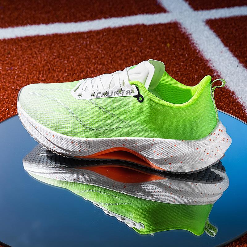 Popcorn carbon board running shoes friction sound breathable mesh ultra-light shock-absorbing sports shoes couple shoes