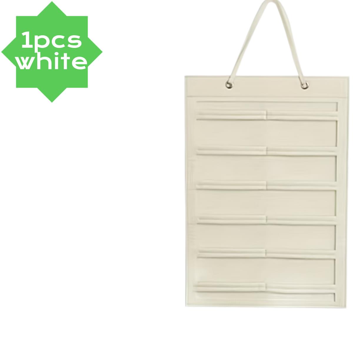 

1pc 6-Row White Glasses Storage Hanging Bag – Anti-Scratch Display Pouch Organizer for Eyewear & Sunglasses