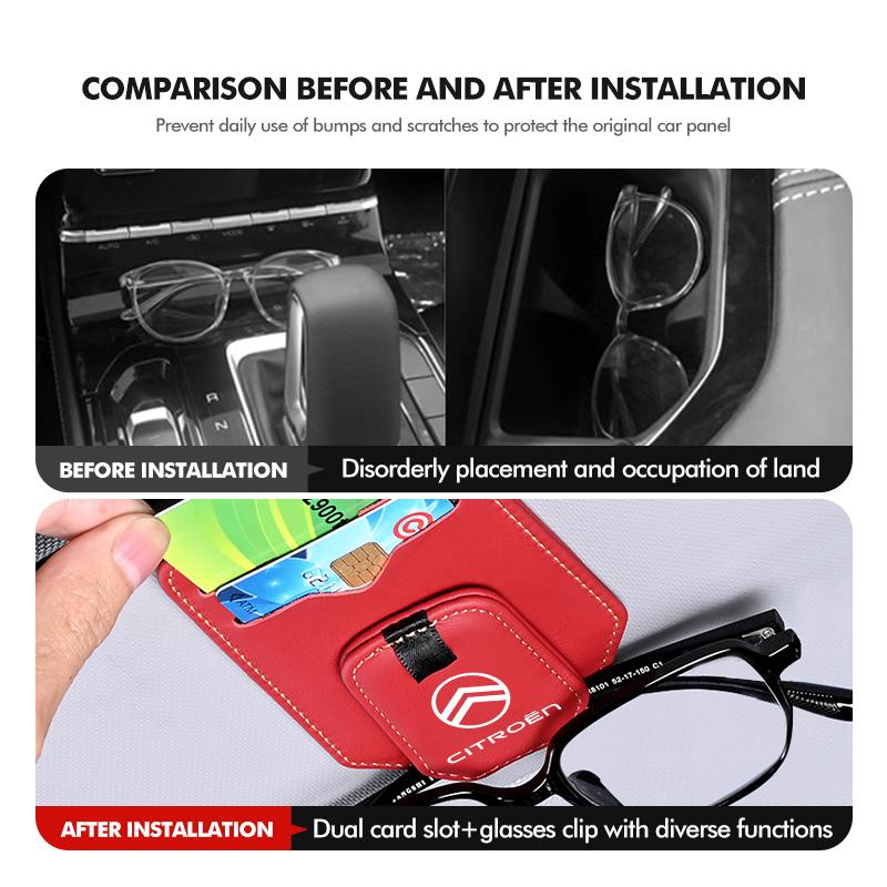 Car Sun Visor Glasses Sunshade Storage Case Clip Card Holder For Citroen C5 C1 C2 C6 C4L DS3 DS4 DS5 C-Elysee Grand Berlingo