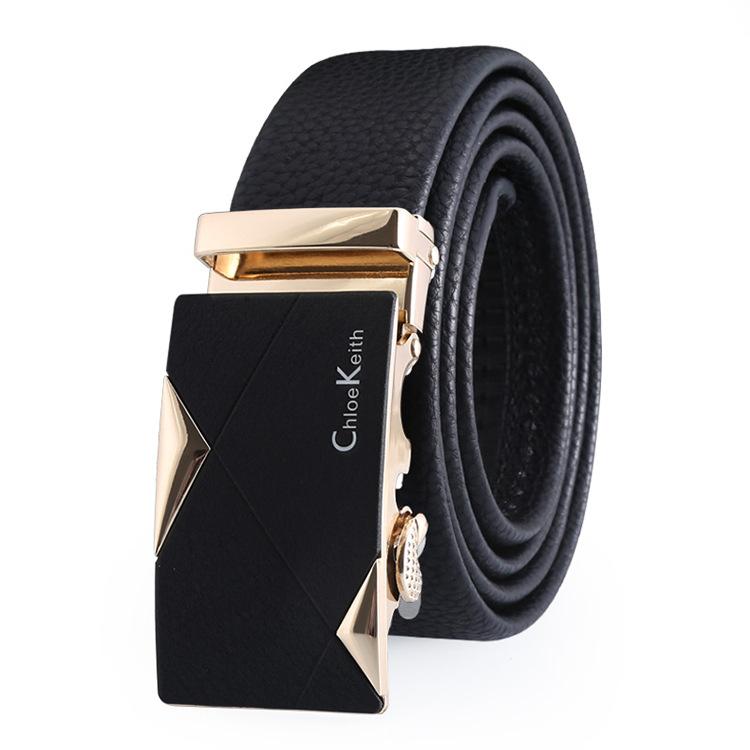 Men'S Automatic Buckle Alloy Belt Business Gift Box Set Two-Layer Leather Belt