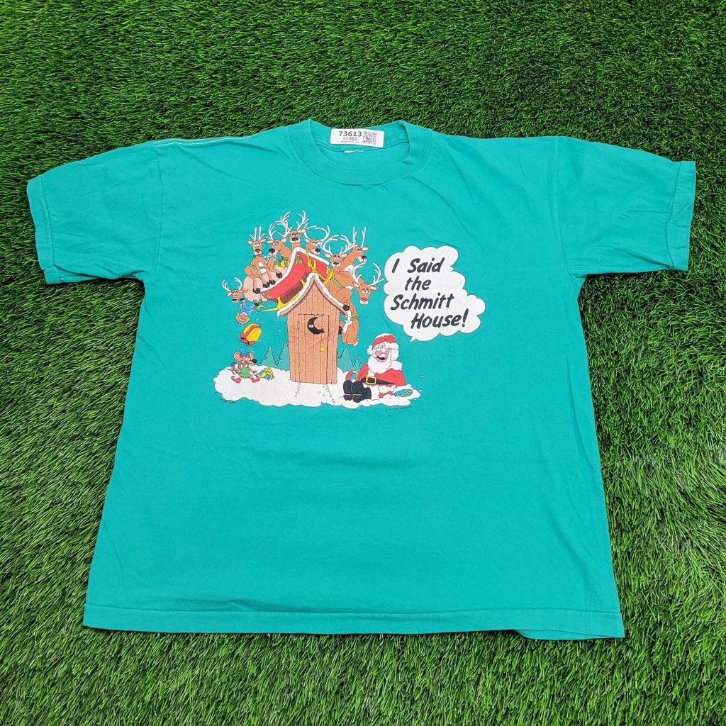 Vintage 90s Funny Christmas Shirt Large 22x25 Cropped