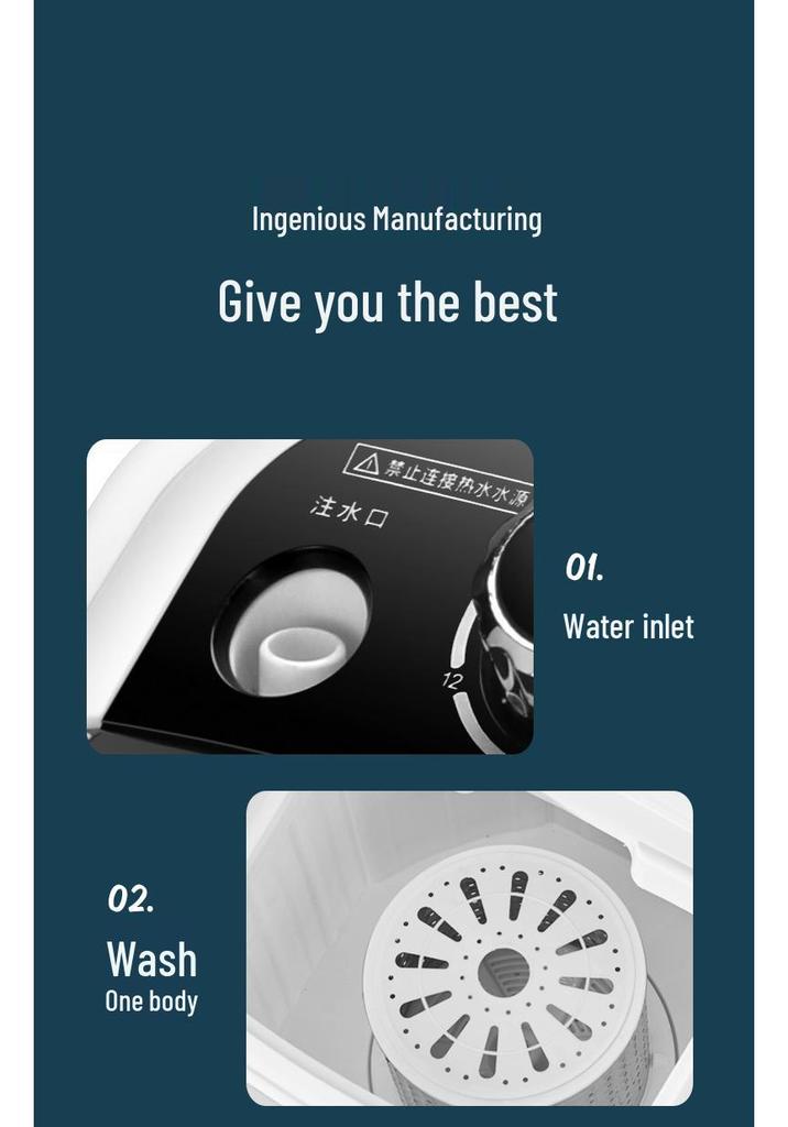 7.6KG Large Capacity Semi-Automatic Mini Washing Machine with Integrated Drainer for Home Use