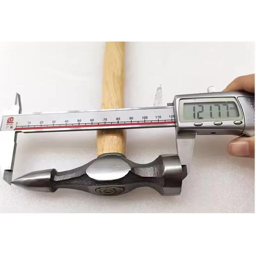 Three Kinds of Hammers with Solid Wood Handle, Flat Hammer with Concave Sheet Metal Leveling Hammer, Pointed Nose, Round Head An