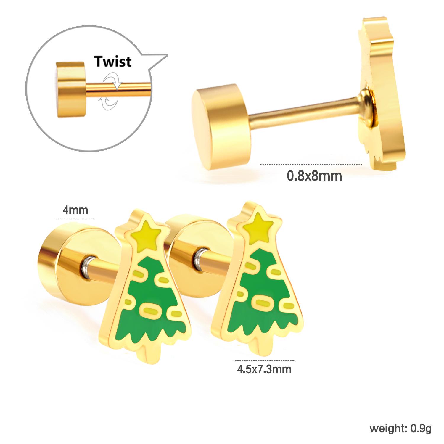 

European & American Christmas Star and Tree Earrings for Women - Stainless Steel, Unique & Versatile Holiday Studs