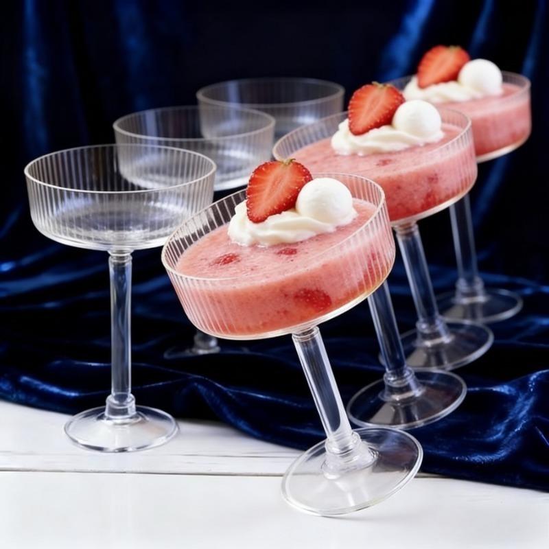10Pcs Lightweight Transparent Plastic Martini Glasses Dessert Cups Toasting Flutes for Wedding Cocktail Night Event