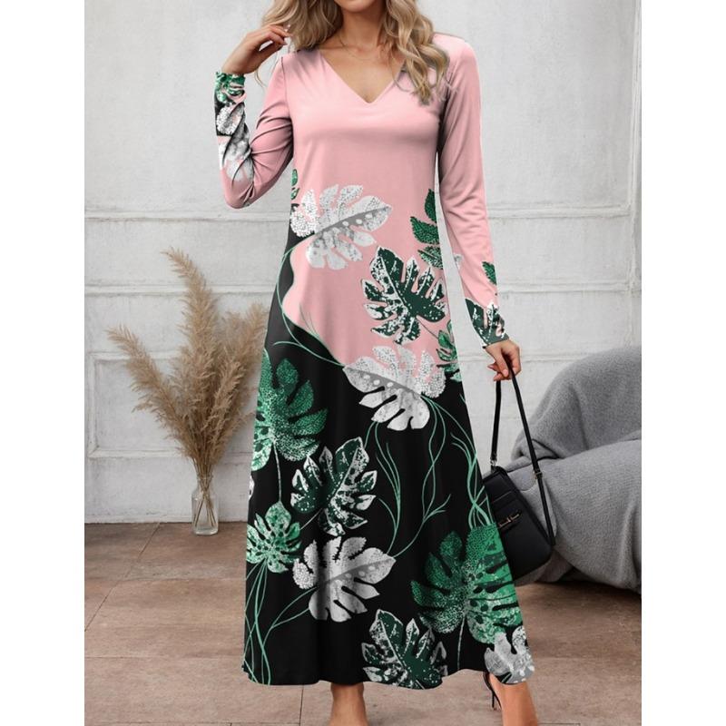 BITCED Fashion Autumn Winter Long Sleeve V-Neck Casual Dresses