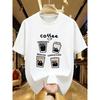 Fashionable Vintage American-Style Y2k Women's T-Shirt Summer Fun Cat Coffee Pattern Printed Tops Clothes