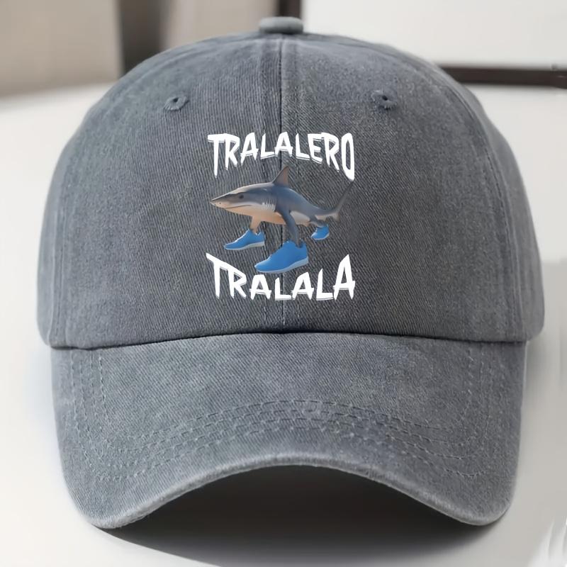 pc Tralalero Tralala Shark Letter Print Adjustable Retro Washable Baseball Cap Unisex Street Style Outdoor Sun Hat  Perfect G