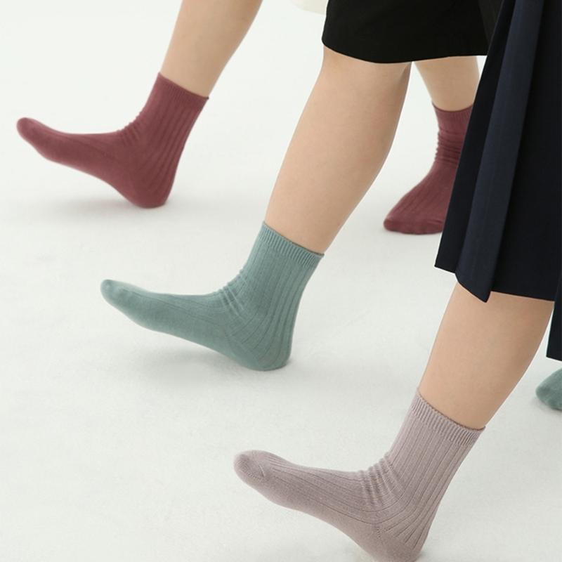 Kids Simple Crew Socks Plain Ankle Socks Breathable Booties Socks Calf Socks
