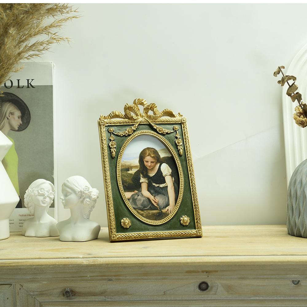 6palcový vintage fotorámeček, starožitný stolní nástěnný závěsný evropský pryskyřičný rám na displej pro kancelář, chodbu, dárkové ozdoby, umění