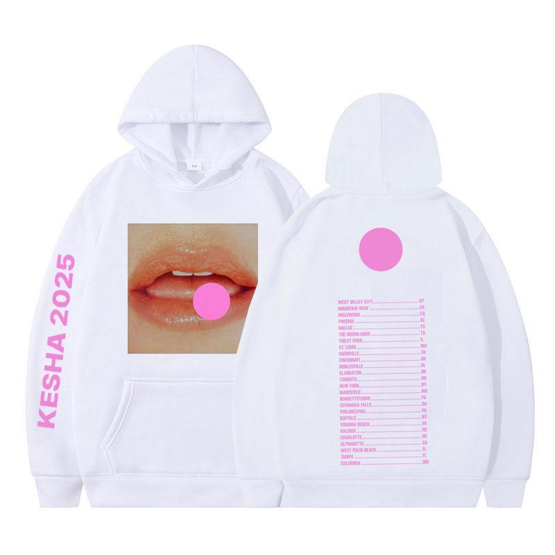 Tits Out Tour T-Shirt Kesha Sängerin Print Hoodie Herren Damen Ästhetischer Pullover Lässig Langärmlig Locker Lässig Übergroße Sportbekleidung