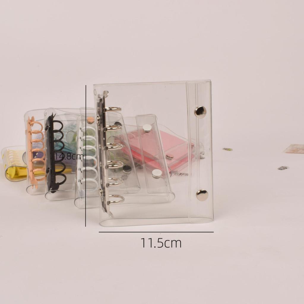 A7 Transparent Double-Ring PVC Ledger with Colored Shell Casing