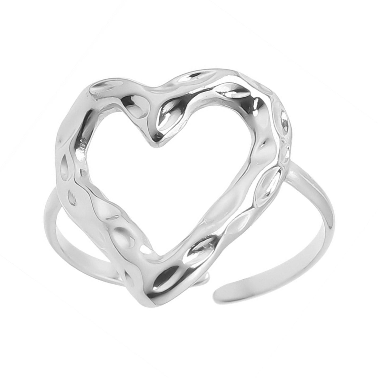 

Fashionable Heart Open Rings Trendy Stainless Steel Heart Rings Adjustable Romantic Rings Jewelry for Women 3