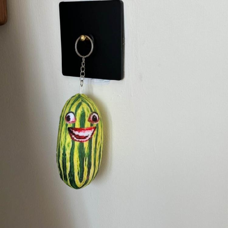 Watermelon Strips Plush Keyring Funny Keychain Bags Accessories for Adults